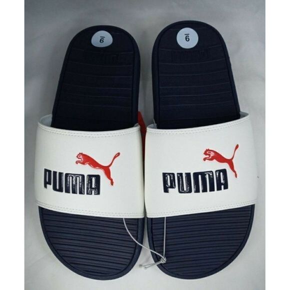 Puma Cool Cat Men\'s Slides Size‎ US 9 White-High Risk Red-Peacoat 371023 15 New main image 4